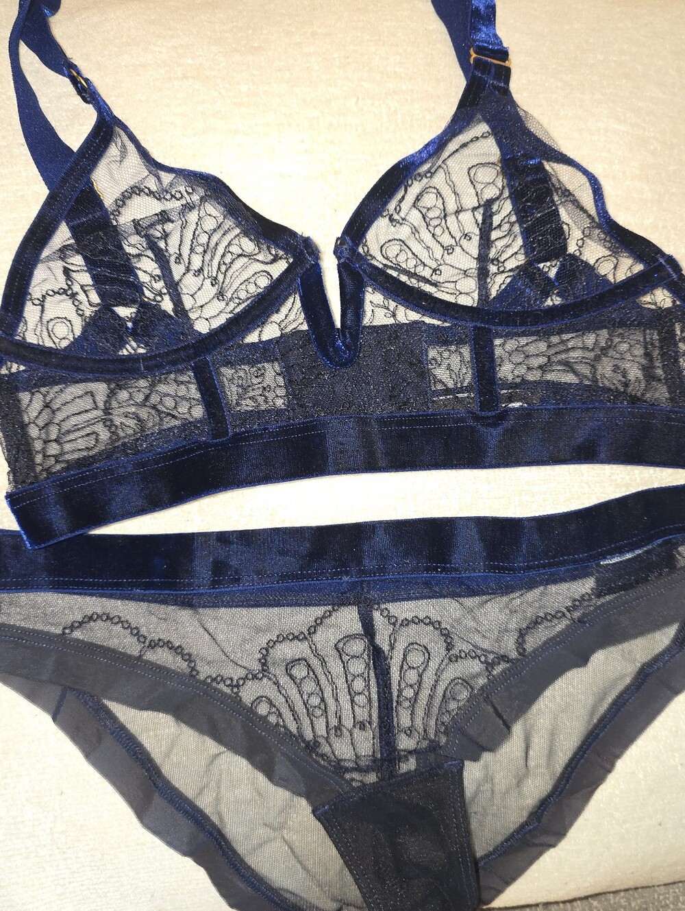 The Underargument Blue Velvet & Embroidered  Set